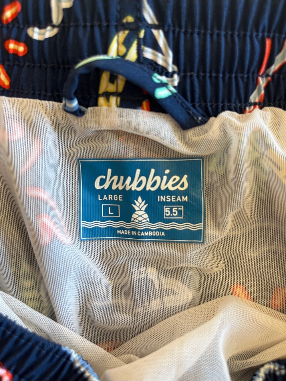 chubbies Navy Neon Tropical Icon Swim Trunks - Picture 2 of 6